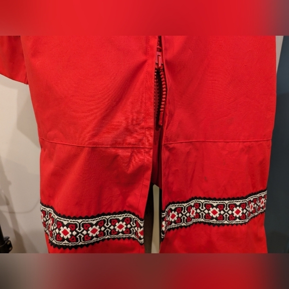 Vintage Red shell overcoat Jacket with embroidery plus size 1x - Picture 8 of 12